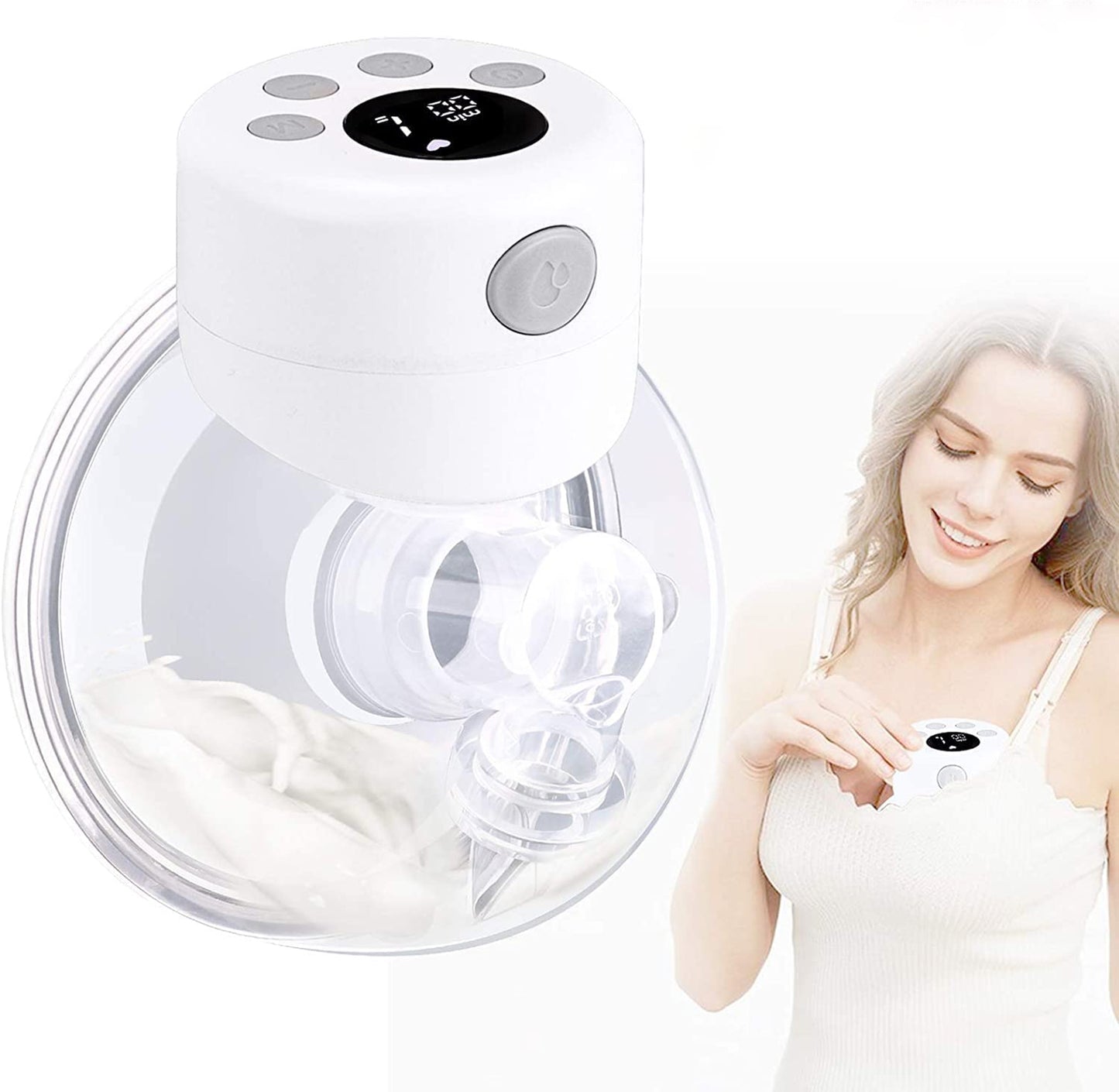 2-Pcs Mamomy S12 Wearable Breast Pump, Electric Breast Pump, Hands Free Breast Feeding Pump, Portable Breast Pump with 9 Levels 24MM
