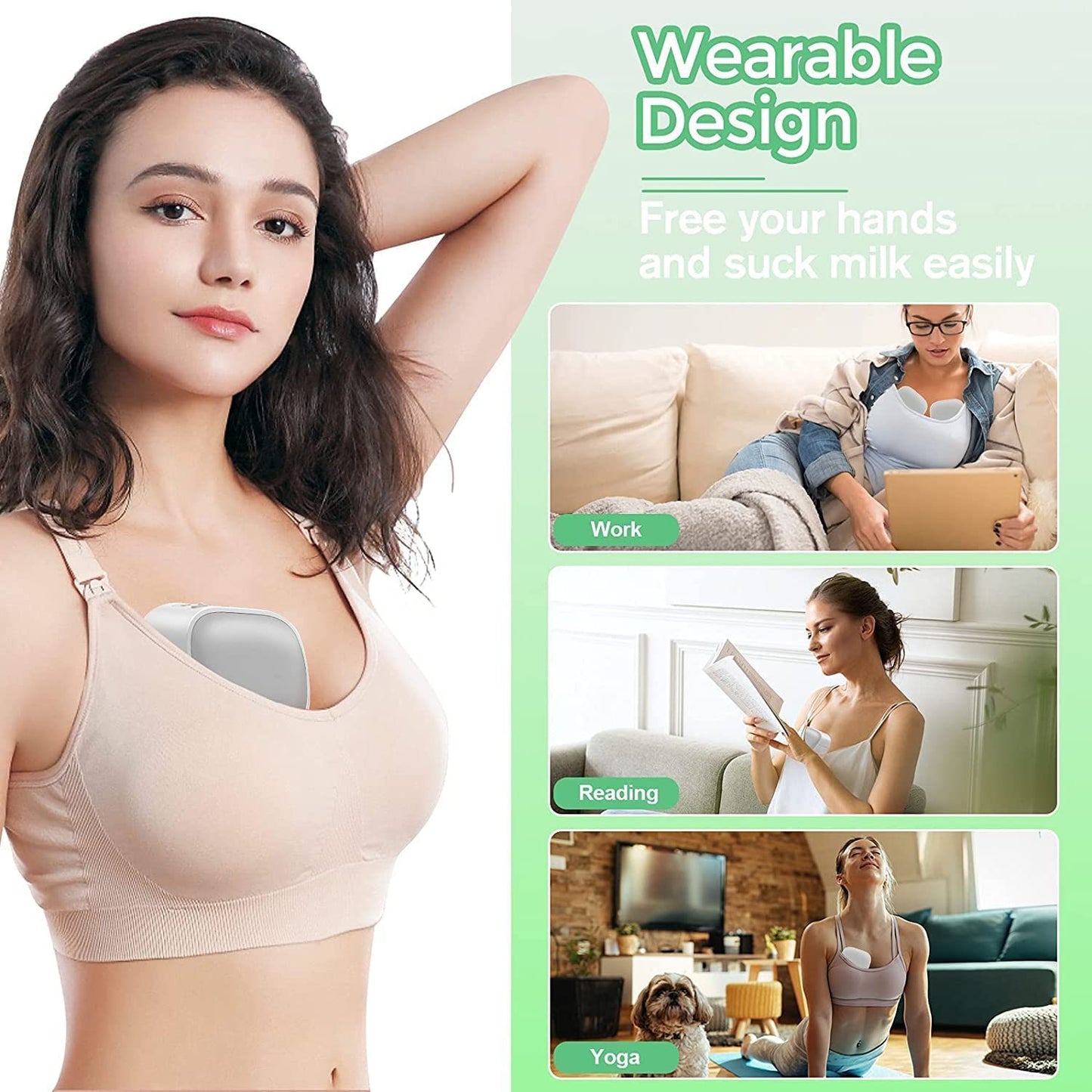 2-pcs Mamomy S9 Double Wearable Breast Pump, Hands-Free Breast Pump